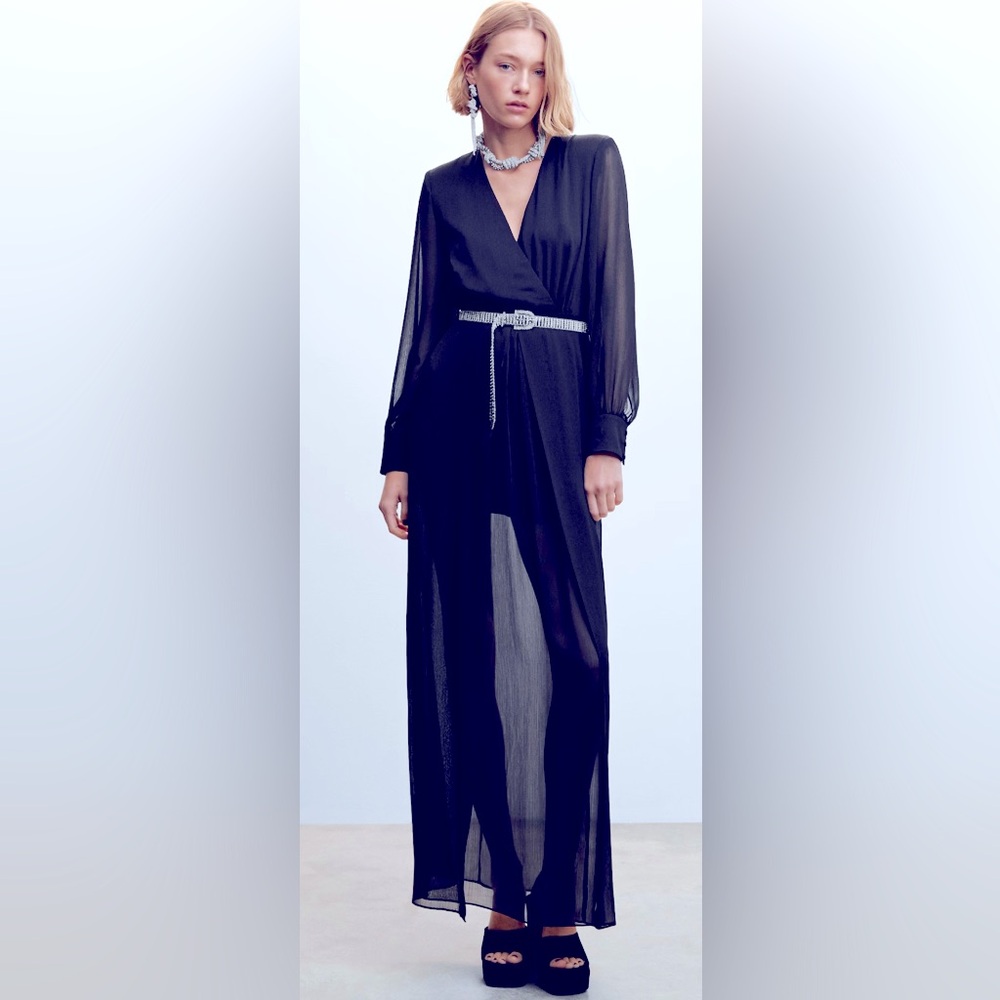 NWT Mango Chiffon Dress With Slit